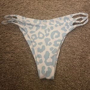 white and light blue cheetah print bikini bottoms